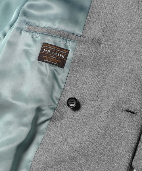 MR.OLIVE(ミスターオリーブ)の「MR.OLIVE ミスターオリーブ / SUPER 130'S FINE WOOL MELTON / BELTED DOUBLE BREASTED COAT ファイン ウールメルトン/ ベルト付き ダブルコート(オーバーサイズコート) / M-023142(ステンカラーコート・メンズ・グレー/ブラック/キャメル・SMALL/MEDIUM/LARGE)」の10枚目の写真
