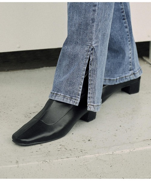 anap mimpi（アナップミンピ）の「スクエアトゥショートブーツ（ブーツ・レディース・ブラック/アイボリー・S/M/L）」の3枚目の写真