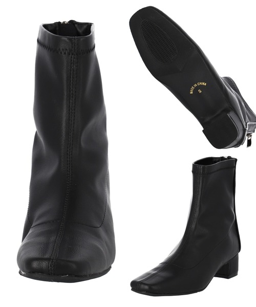 anap mimpi（アナップミンピ）の「スクエアトゥショートブーツ（ブーツ・レディース・ブラック/アイボリー・S/M/L）」の7枚目の写真