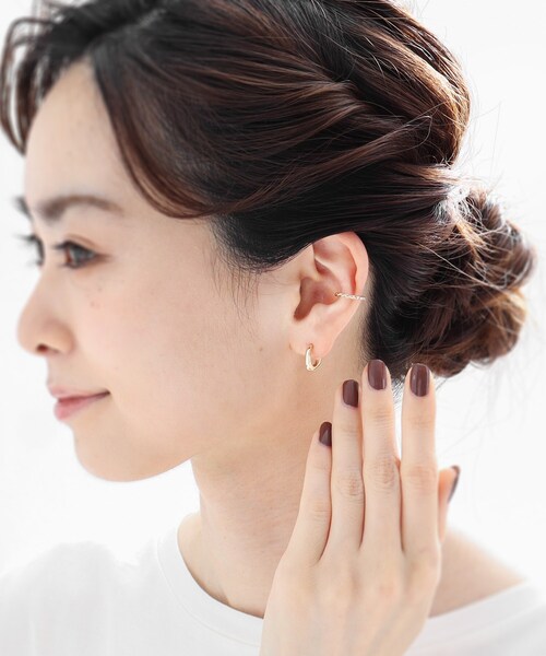 COCOSHNIK（ココシュニック）の「K10トラペーズ フープピアス（ピアス（両耳用）・レディース・ホワイト系その他7・00）」の12枚目の写真