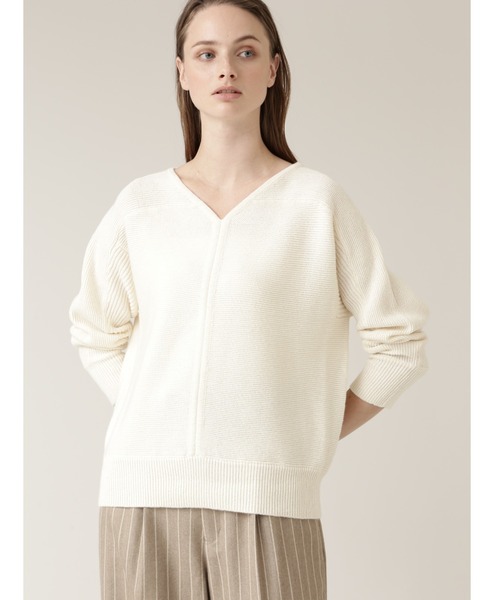 BOSCH（ボッシュ）の「◆ウールコットンガーターニット（ニット/セーター・レディース・ホワイト/パープル/ネイビー/ライトグリーン・38）」の2枚目の写真