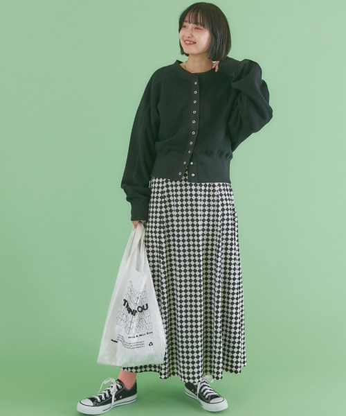 LAVEANGE（ラビアンジェ）の「チェック/幾何柄フレアスカート（スカート・レディース・ブラック/チェック・LL/3L/4L/M/L）」の7枚目の写真