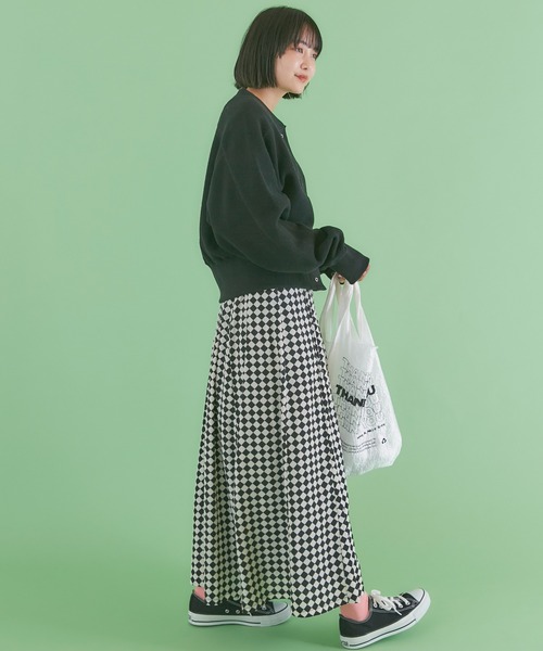 LAVEANGE（ラビアンジェ）の「チェック/幾何柄フレアスカート（スカート・レディース・ブラック/チェック・LL/3L/4L/M/L）」の10枚目の写真