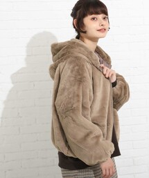 Cutie Blonde | 【S-LL】フーデットフェイクファーブルゾン(ブルゾン)