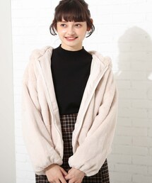 Cutie Blonde | 【S-LL】フーデットフェイクファーブルゾン(ブルゾン)