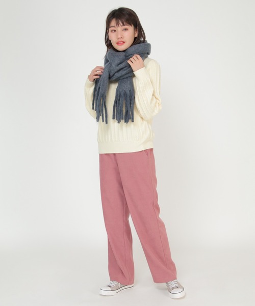 LBC(エルビーシー)の「太フリンジマフラー(マフラー・レディース・オフホワイト/ピンク/ブルー・FREE)」の5枚目の写真