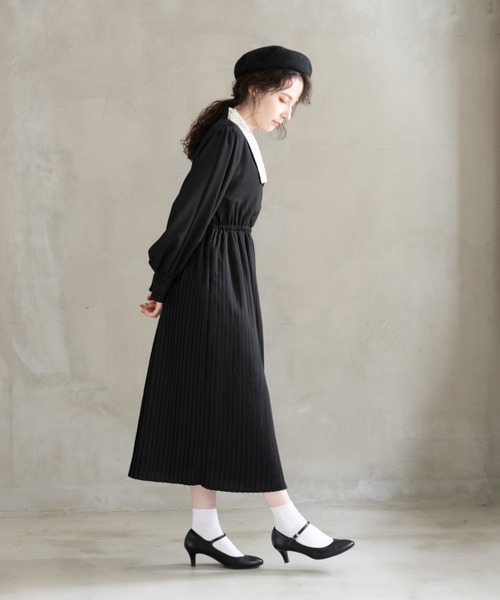 idem(イデム)の「flower lace classical onepiece/レース花柄襟プリーツワンピース(ワンピース・レディース・ブラック/グリーン・FREE)」の19枚目の写真