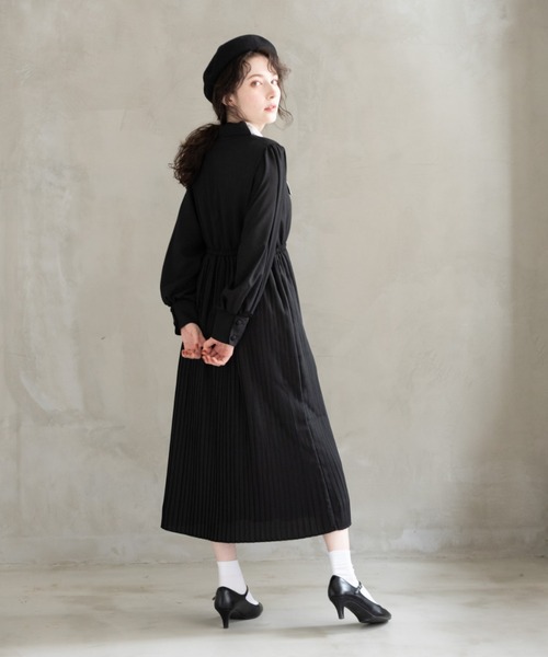 idem(イデム)の「flower lace classical onepiece/レース花柄襟プリーツワンピース(ワンピース・レディース・ブラック/グリーン・FREE)」の20枚目の写真