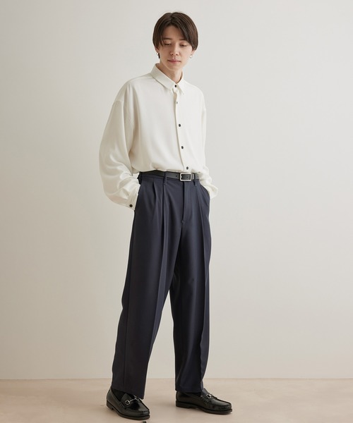 JUNRED(ジュンレッド)の「ドレープサージ2タックワイドストレート(スラックス・メンズ・ブルー系その他4/ブラック/グレー系その他・S/L/M)」の13枚目の写真