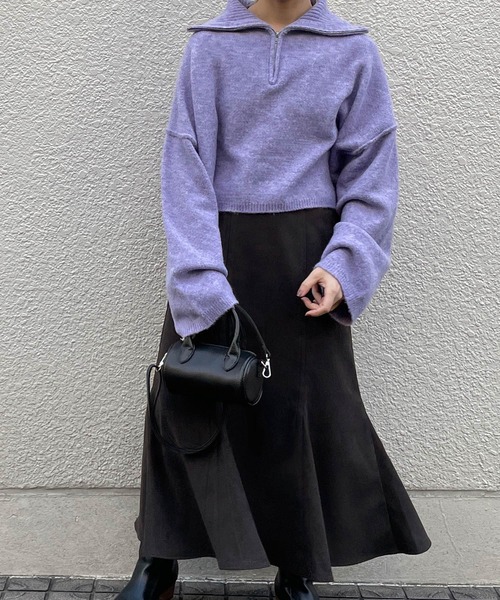 w closet（ダブルクローゼット）の「起毛カルゼ切替マーメイドスカート（スカート・レディース・オリーブ/スミクロ/モカ/キナリ/ダークグリーン・FREE）」の19枚目の写真