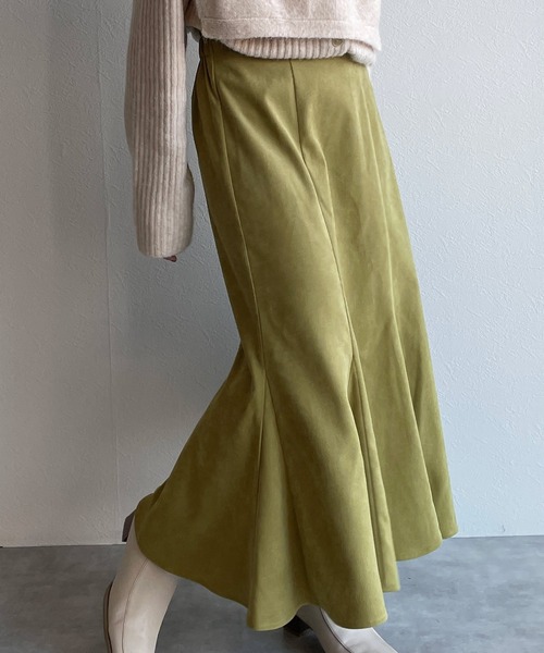 w closet（ダブルクローゼット）の「起毛カルゼ切替マーメイドスカート（スカート・レディース・オリーブ/スミクロ/モカ/キナリ/ダークグリーン・FREE）」の20枚目の写真