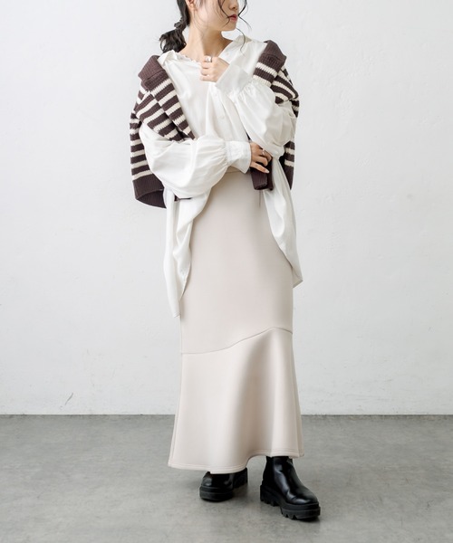 PUAL CE CIN（ピュアルセシン）の「【WEB限定】襟ギャザーブラウス（シャツ/ブラウス・レディース・オフホワイト/ピンク/イエロー/ブルー・FREE）」の2枚目の写真