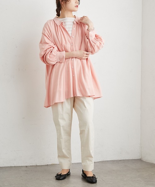 PUAL CE CIN（ピュアルセシン）の「【WEB限定】襟ギャザーブラウス（シャツ/ブラウス・レディース・オフホワイト/ピンク/イエロー/ブルー・FREE）」の10枚目の写真