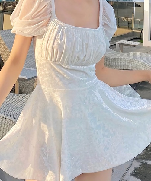 Dita Muaj.（ディータムアージュ）の「バッグリボンパフスリーブワンピース 水着（2タイプ展開）（水着・レディース・ホワイト/ホワイト系その他/モカ・M/L/XL）」の17枚目の写真