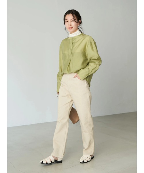 earth music&ecology（アースミュージックアンドエコロジー）の「シアー比翼ポケットシャツ*（シャツ/ブラウス・レディース・グレイッシュベージュ/ライム/イエロー・FREE）」の11枚目の写真