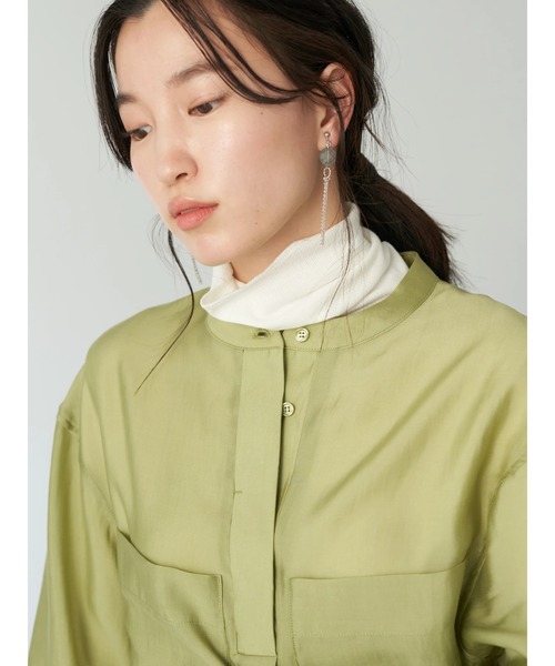 earth music&ecology（アースミュージックアンドエコロジー）の「シアー比翼ポケットシャツ*（シャツ/ブラウス・レディース・グレイッシュベージュ/ライム/イエロー・FREE）」の14枚目の写真