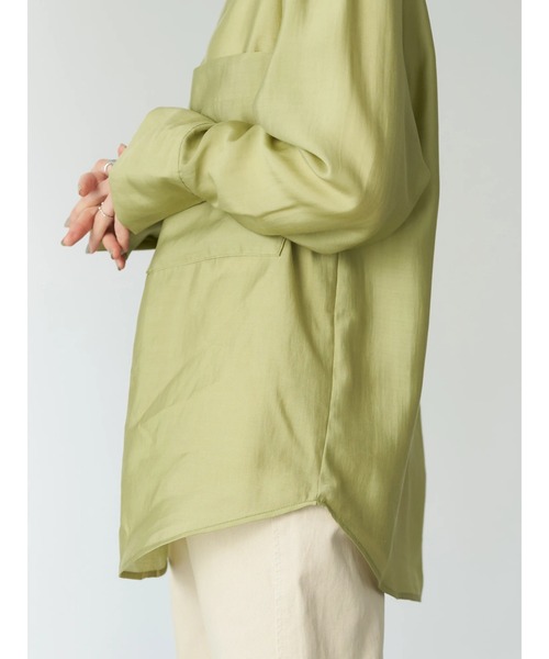 earth music&ecology（アースミュージックアンドエコロジー）の「シアー比翼ポケットシャツ*（シャツ/ブラウス・レディース・グレイッシュベージュ/ライム/イエロー・FREE）」の18枚目の写真