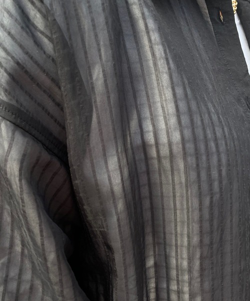 JUGLANS(ユグランス)の「☆ 圧倒的抜け感。シアーストライプビッグシャツ 30414H132(シャツ/ブラウス・レディース・ブラック/ピンク/ライム・FREE)」の15枚目の写真