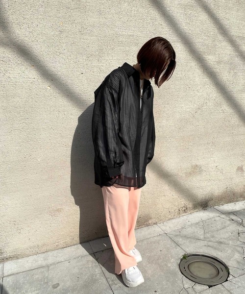 JUGLANS(ユグランス)の「☆ 圧倒的抜け感。シアーストライプビッグシャツ 30414H132(シャツ/ブラウス・レディース・ブラック/ピンク/ライム・FREE)」の17枚目の写真