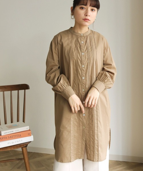 HER CLOSET（ハークローゼット）の「【shemoshelly】ピンタックロングシャツ（シャツ/ブラウス・レディース・ホワイト/ブラック/モカ・M）」の13枚目の写真