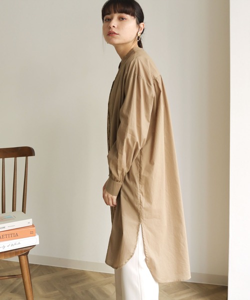 HER CLOSET（ハークローゼット）の「【shemoshelly】ピンタックロングシャツ（シャツ/ブラウス・レディース・ホワイト/ブラック/モカ・M）」の10枚目の写真