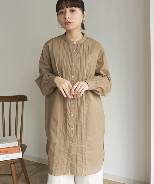 HER CLOSET（ハークローゼット）の「【shemoshelly】ピンタックロングシャツ（シャツ/ブラウス・レディース・ホワイト/ブラック/モカ・M）」の21枚目の写真