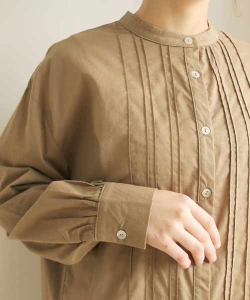 HER CLOSET（ハークローゼット）の「【shemoshelly】ピンタックロングシャツ（シャツ/ブラウス・レディース・ホワイト/ブラック/モカ・M）」の9枚目の写真