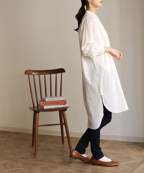 HER CLOSET（ハークローゼット）の「【shemoshelly】ピンタックロングシャツ（シャツ/ブラウス・レディース・ホワイト/ブラック/モカ・M）」の5枚目の写真