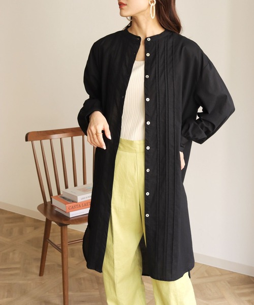 HER CLOSET（ハークローゼット）の「【shemoshelly】ピンタックロングシャツ（シャツ/ブラウス・レディース・ホワイト/ブラック/モカ・M）」の15枚目の写真