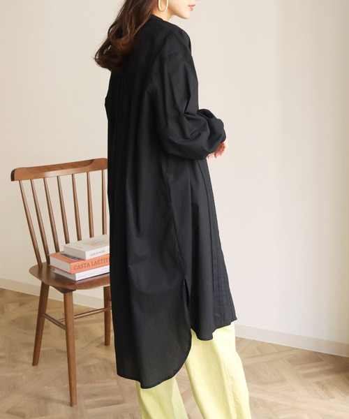 HER CLOSET（ハークローゼット）の「【shemoshelly】ピンタックロングシャツ（シャツ/ブラウス・レディース・ホワイト/ブラック/モカ・M）」の12枚目の写真