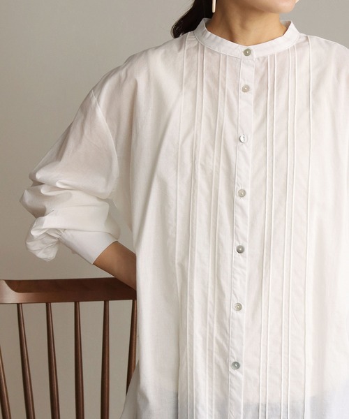 HER CLOSET（ハークローゼット）の「【shemoshelly】ピンタックロングシャツ（シャツ/ブラウス・レディース・ホワイト/ブラック/モカ・M）」の8枚目の写真