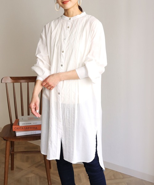 HER CLOSET（ハークローゼット）の「【shemoshelly】ピンタックロングシャツ（シャツ/ブラウス・レディース・ホワイト/ブラック/モカ・M）」の11枚目の写真