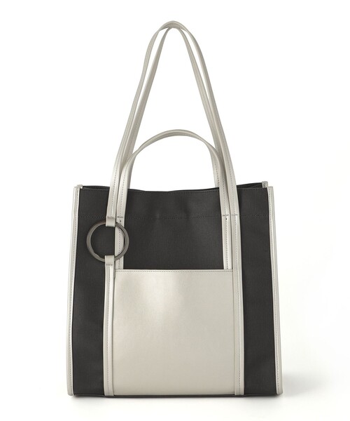 CAST:（キャストコロン）の「バイカラーキャンバス2wayバッグ（トートバッグ・レディース・ブラック/オフホワイト/グリーン系その他3・FREE）」の3枚目の写真