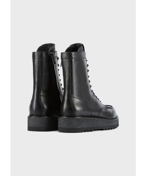 EMPORIO ARMANI（エンポリオアルマーニ）の「【エンポリオ アルマーニ】EMPORIO ARMANI レースアップレザーブーツ（ブーツ・メンズ・ブラック・6/7/9/10/8）」の3枚目の写真