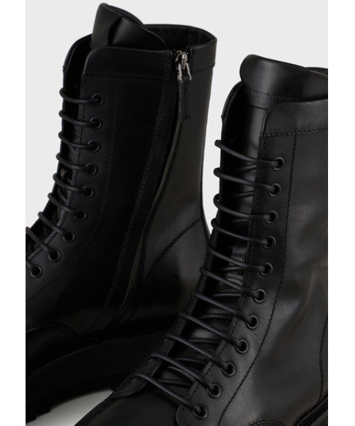 EMPORIO ARMANI（エンポリオアルマーニ）の「【エンポリオ アルマーニ】EMPORIO ARMANI レースアップレザーブーツ（ブーツ・メンズ・ブラック・6/7/9/10/8）」の4枚目の写真