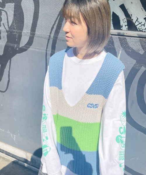 Candy Stripper(キャンディストリッパー)の「COLOR BLOCKING KNIT ベスト(ベスト・レディース・ピンク/グリーン/ライトブルー・2)」の14枚目の写真