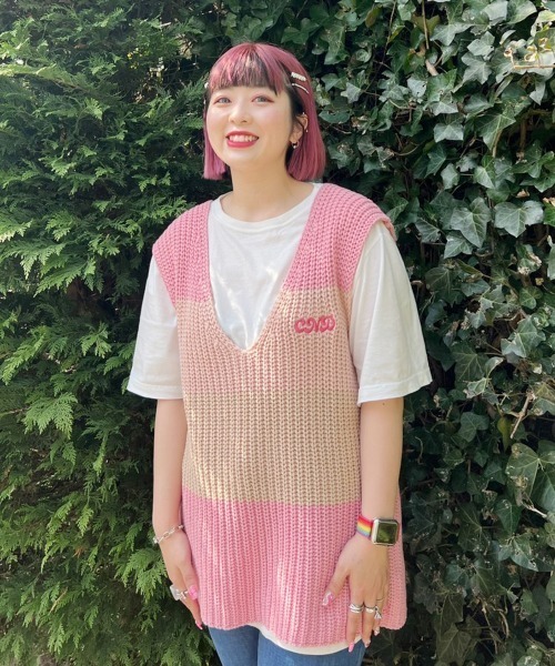 Candy Stripper(キャンディストリッパー)の「COLOR BLOCKING KNIT ベスト(ベスト・レディース・ピンク/グリーン/ライトブルー・2)」の9枚目の写真