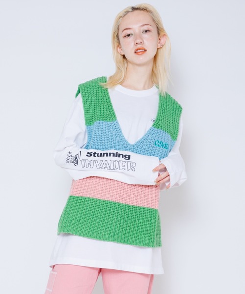 Candy Stripper(キャンディストリッパー)の「COLOR BLOCKING KNIT ベスト(ベスト・レディース・ピンク/グリーン/ライトブルー・2)」の12枚目の写真
