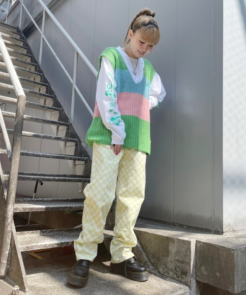 Candy Stripper(キャンディストリッパー)の「COLOR BLOCKING KNIT ベスト(ベスト・レディース・ピンク/グリーン/ライトブルー・2)」の4枚目の写真