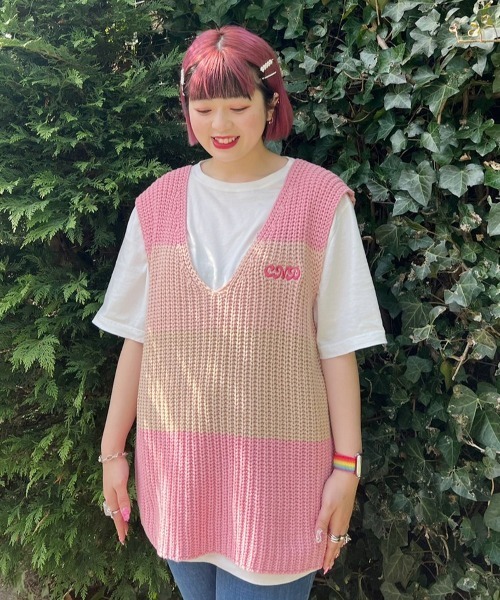 Candy Stripper(キャンディストリッパー)の「COLOR BLOCKING KNIT ベスト(ベスト・レディース・ピンク/グリーン/ライトブルー・2)」の8枚目の写真