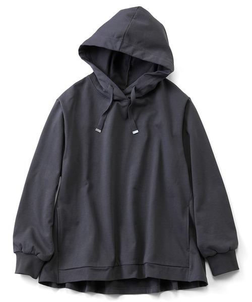 Live in comfort（リブインコンフォート）の「リブ　イン　コンフォート　シルエットにこだわったＡラインミニ裏毛フーディー（パーカー・レディース・チャコールグレー/ブルー・MEDIUM/LARGE/X-LARGE/XX-LARGE）」の2枚目の写真