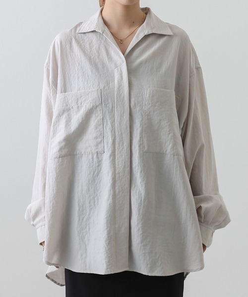 COLONY 2139（コロニートゥーワンスリーナイン）の「エステルワッシャーWポケット長袖シャツ（シャツ/ブラウス・レディース・オフホワイト/サンドベージュ・MEDIUM/LARGE）」の17枚目の写真