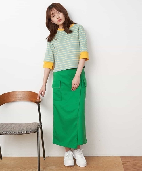 A de a.v.v（アードアー・ヴェ・ヴェ）の「カラーラップスカート（スカート・レディース・グリーン/ピンク/ブラック・SMALL/MEDIUM/X-SMALL）」の4枚目の写真