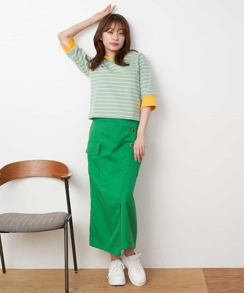 A de a.v.v（アードアー・ヴェ・ヴェ）の「カラーラップスカート（スカート・レディース・グリーン/ピンク/ブラック・SMALL/MEDIUM/X-SMALL）」の5枚目の写真