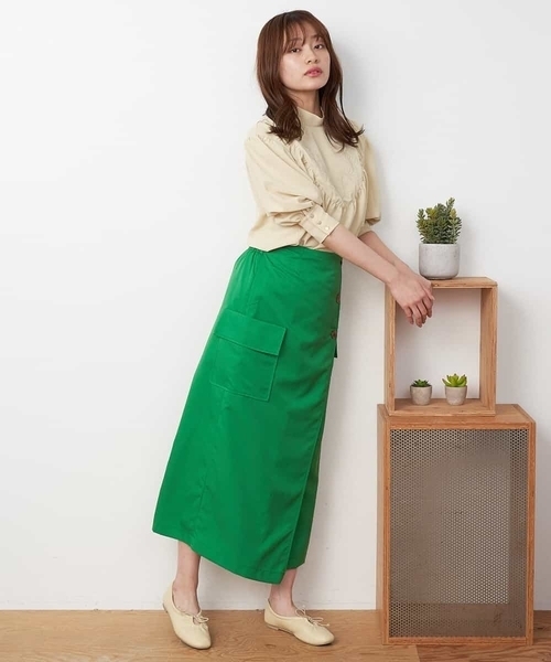 A de a.v.v（アードアー・ヴェ・ヴェ）の「カラーラップスカート（スカート・レディース・グリーン/ピンク/ブラック・SMALL/MEDIUM/X-SMALL）」の8枚目の写真