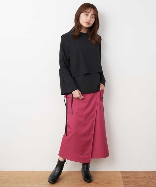 A de a.v.v（アードアー・ヴェ・ヴェ）の「カラーラップスカート（スカート・レディース・グリーン/ピンク/ブラック・SMALL/MEDIUM/X-SMALL）」の10枚目の写真