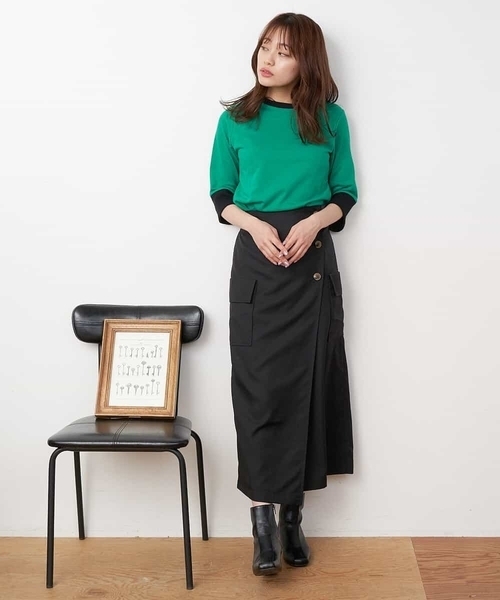 A de a.v.v（アードアー・ヴェ・ヴェ）の「カラーラップスカート（スカート・レディース・グリーン/ピンク/ブラック・SMALL/MEDIUM/X-SMALL）」の14枚目の写真