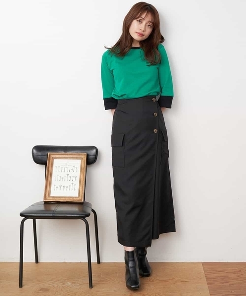 A de a.v.v（アードアー・ヴェ・ヴェ）の「カラーラップスカート（スカート・レディース・グリーン/ピンク/ブラック・SMALL/MEDIUM/X-SMALL）」の15枚目の写真