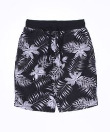 ミニ裏毛裏使いウエストリブ総柄プリントショーツ