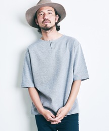 CTN FINE THERMAL HENLY/N S/S:コットン ファインサーマル 半袖 ヘンリーネック ニットソー 22SS